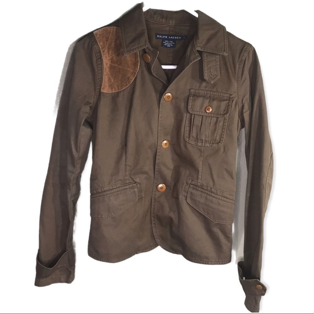 Ralph Lauren Green Khaki Jacket with Suede